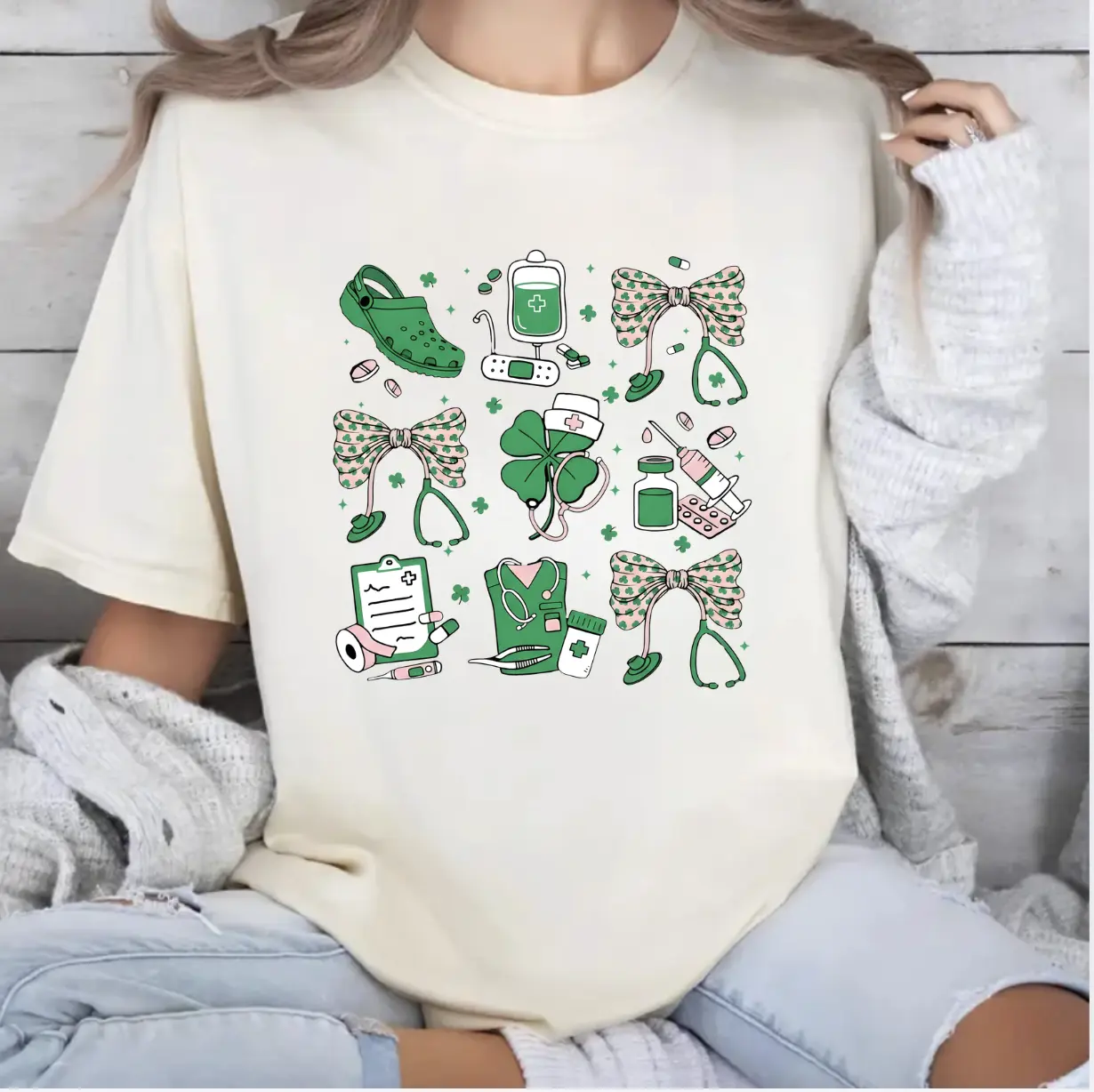 St Patrick Nurse T-shirt, St Patricks Day Gift, Coquette Shirt, Shamrock Lucky Graphic