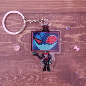 Acrylic Keychain Vox Hazbin Hotel Double sided 2.5 in double boarded steel keyring topper