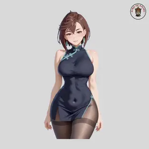 Kawaii Style Ayase Momo Sticker, Momo Tight Cheongsam, Dark Tights, Confident Smile, Waifu Sticker For Laptop Notebook