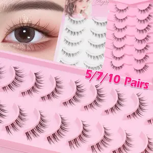 Soft Natural Eyelashes, 10/7/5 Pairs Optional Large Capacity, Perfect Choice for Beginners, Makeup Tool for Travel Daily Meetings, Eyelash Set