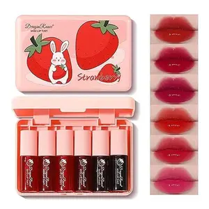 6 Colors Lip Tint Stain Mini Liquid Lipstick, Lip Gloss Moisturizing Natural, Multi-Use Lip and Cheek Tint, Non-Stick Cup, Lightweight, High Pigment, Long-Lasting, Vivid Color Hydrating Makeup Matte Moisture