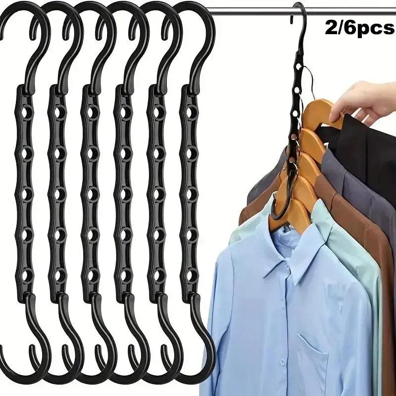5-hole Clothes Storage Rack, 2/6 Counts Multi-functional Non-slip Windproof Clothes Hanger, Space Saving Clothes Organizing Drying Rack for Home Bedro