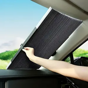 Extendable Car Sunshade Curtain, UV Protection Aluminum Material, 18 Inch Rear Window Shade, Blocks Harmful Rays, Easy Installation, Summer Car Sunscreen, Automotive