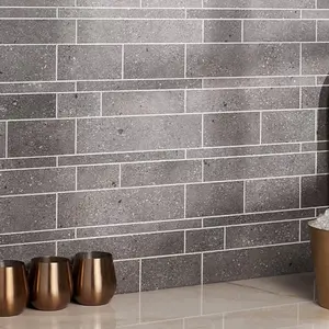 Railroad LPS Mixed Gray Solid Core Peel & Stick Self Adhesive Terrazzo Look Mosaic Tile Decor