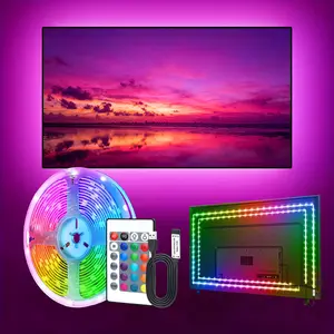 RGB LED Strip Light with IR Remote Control, Flexible Bendable Cuttable, Ideal for TV Back, Computer Screen, Stairs, Cabinets, Sofa Bottom, Bed Base