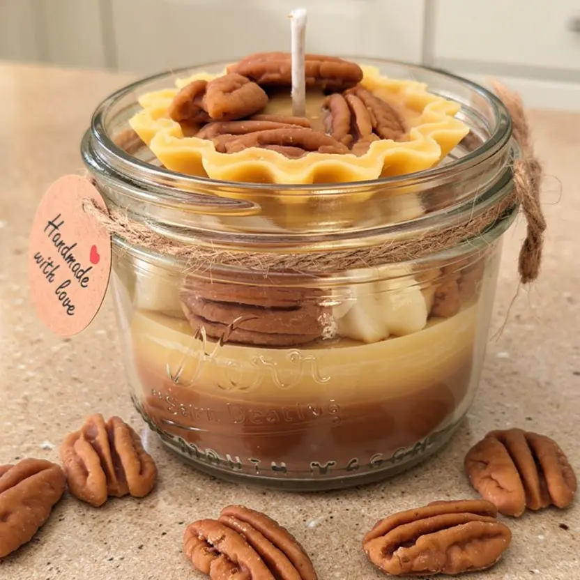 Carmel Pecan Pie Dessert Candle Fall Decor