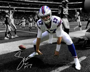 Josh Allen Buffalo Bills Touchdown Celebration Signed Photo Autograph Print Poster Wall Art Home Decor