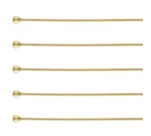 20pcs Real 1/20 14K Gold Filled Ball Head Pins Headpin, 24 Gauge/0.5mm, Length Selections: 1 inch/1.5 inch/2 inch