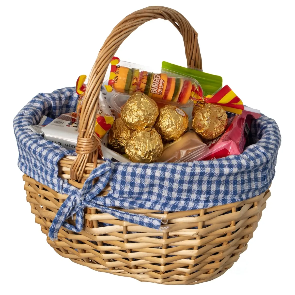 212 MAIN Portable Wicker Picnic Basket - Rustic Hand-Woven with Handle, Washable Plaid Liner, Outdoor Travel Accessory for Casual Road Trips, Kitchen Decor, Portable Handmade Basket, Picnic Date, Romance, Gift Basket Ideas
