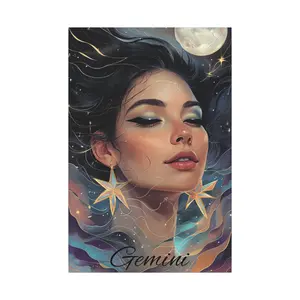 Gemini Stretched Canvas Art - Astrology Wall Decor, Celestial Home Decor, Zodiac Gift, Spiritual Art, Starry Night Decor