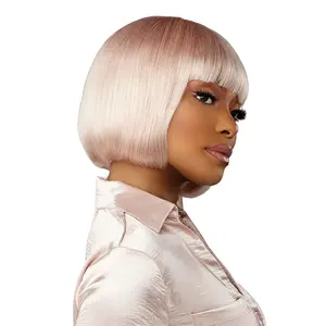 Sensationnel Human Hair Wig Empire Bob Collection with Bangs Straight Cut 10"