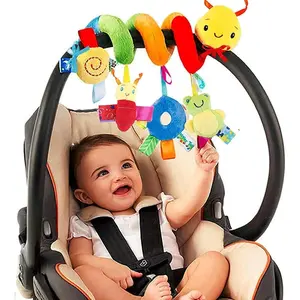 Spiral Car Seat & Stroller Activity Toy - Baby Sensory Toys Soft Hanging Toys for Babies 0-12 Months Boys Girls Carseat Crib Stroller, with Ringing Bell, Music