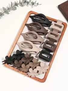 12pcs matte flat hair clip big flower hair clip, elegant and retro temperament duckbill clip, small square grip clip on the back of the head firm, suitable for thick hair lady flat hair clip, delicate lady hair clip on the back of the head Hairpin