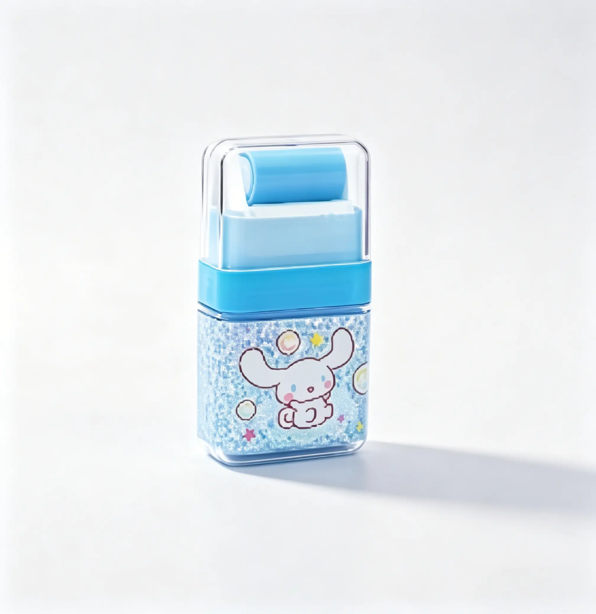 Sanrio Cinnamoroll Character Print Compact Roll-On Eraser, Debris-Collect Portable Pencil Eraser for School/Office Use, Cute Cartoon Stationery Gift for Girls