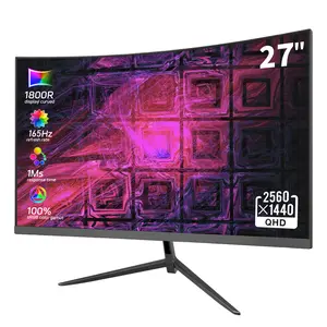 27'' Curved Gaming Monitor QHD 2K 1ms 165Hz 16:9 Aspect Ratio Free Sync Ergonomic Tilt Home Office Visual Experience for Work Play VESA Black Firday