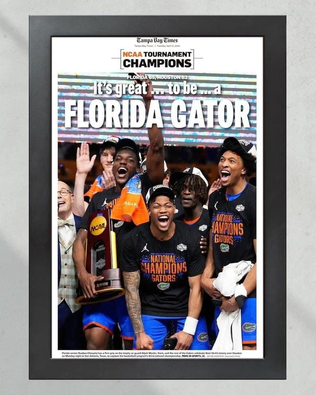 [UNFRAMED POSTER SALES 40%]2025 Florida Gators College Basketball Champions Unframed Front Page Newspaper