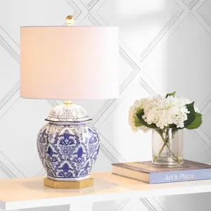 JONATHAN Y Gretchen Ginger Jar Ceramic/Metal LED Table Lamp , for bedroom, living room, foyer, hallways, dining room, dorms