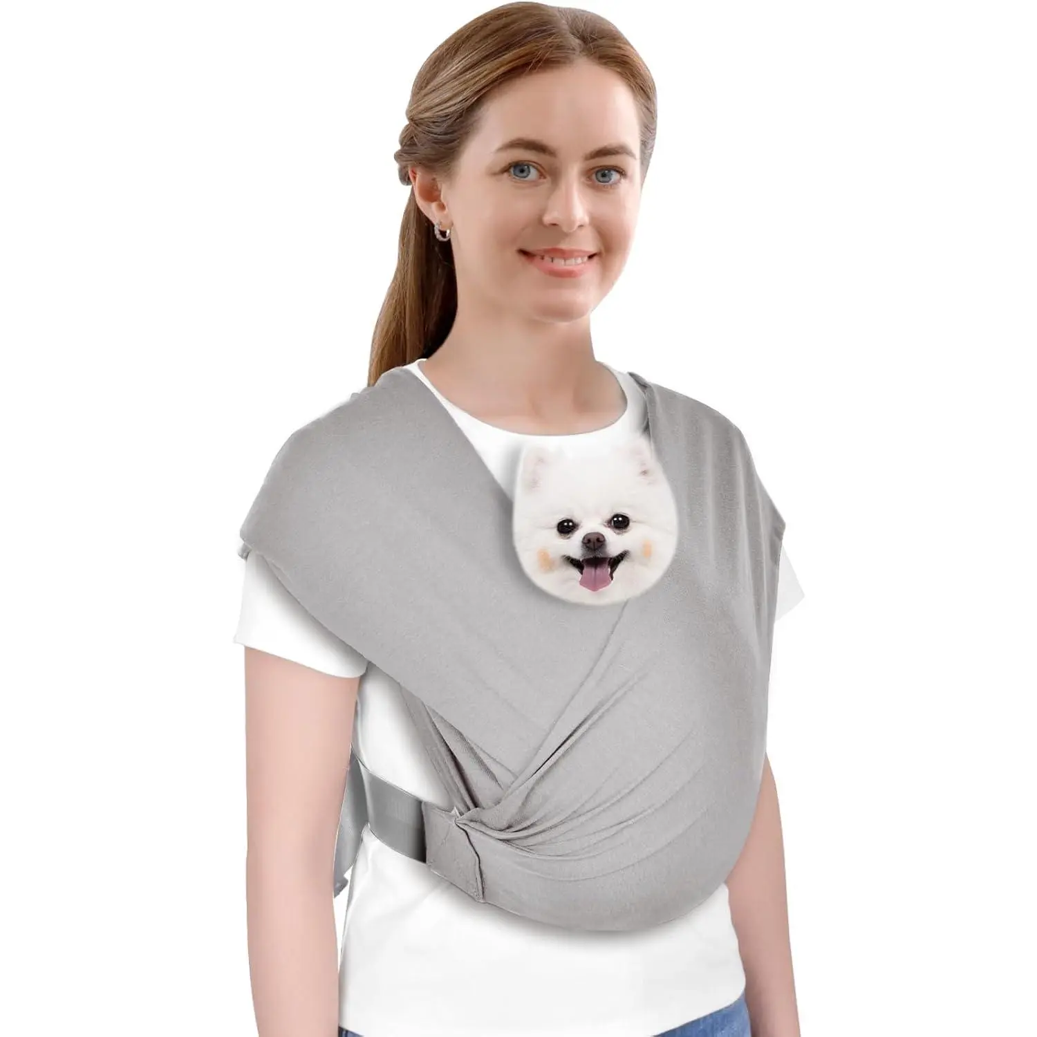 Swaddle  Sling Carrier for Small Dogs, Front Pet Sling Carrier Chest,Hands Free Adjustable  Sling Carrier Soft Cotton Reducing  Puppy Sling Carrier for Small Pet Up to 10lb (Light Gray)