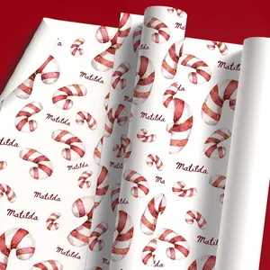 Personalized Wrapping Paper Name Christmas Holiday | Gift Wrap Paper | Festive Christmas Gift | Candy Cane Paper | Candy Cane Gift