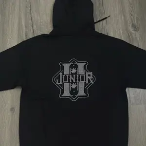 Junior H Rhinestone Hoodie - Black with Embellished Logo Design for Trendy Wear Womenswear