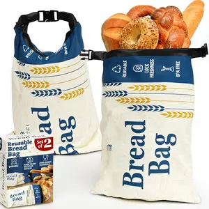 2 Pack  Bread Bags -  To Store Homemade Sourdough Loaf Breads - Special Double-Lock for  Freshness -  -Grade Bags - Freezer-Safe Bags for Bread Lovers