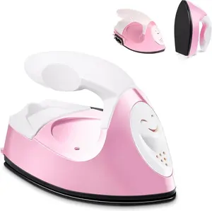 Mini Craft Iron,Pink Mini Heat Press Machine Small Iron Portable Travel Handy Heat Iron-on for DIY Transfer Projects,Crafting Clothes