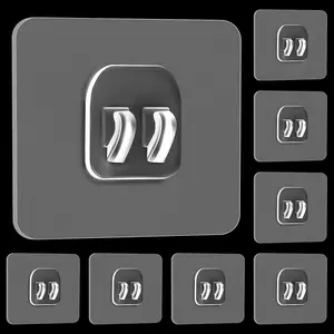 8 Pieces Bathroom Shelf Adhesive Hooks Sticker Strong Hooks for Shower Caddy Basket Double Claw Wall Sticker for Kitchen Bathroom(7 x 7 cm)