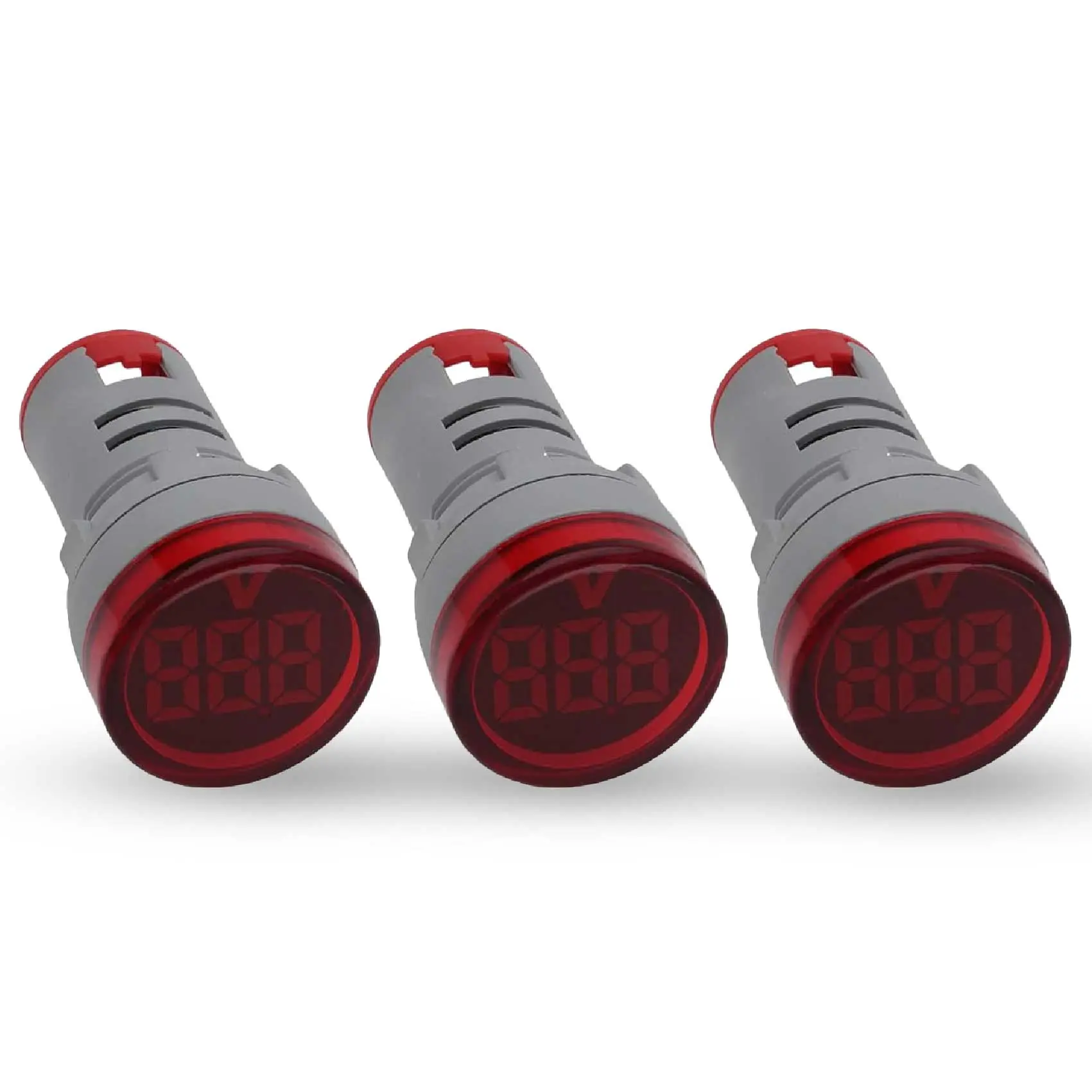 Shopcorp Round LED Voltage Meter Indicator – AC50-500V, 22 mm Digital Voltmeter