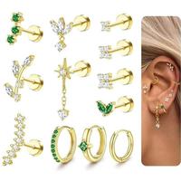 14K Gold Plated Surgical Steel Piercings (Green)