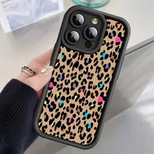 Color Leopard Print Pattern Phone Case for iPhone 16 15 14 Pro Max 13 12 11 XR XS Plus Shockproof Non Slip Military-Grade Protection Silicone Cover