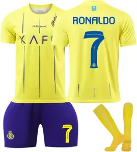 2023 New  R-onaldo No #7 NASS-R Riyadh Al Home Football Soccer Jersey/Shorts Socks Gift Set Youth Sizes