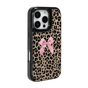 Creative Leopard iPhone Wallet Case - Practical Bow Design Card Holder for iPhone 17/16/15 Pro Max 14 Plus/13/12/11 Pro Air
