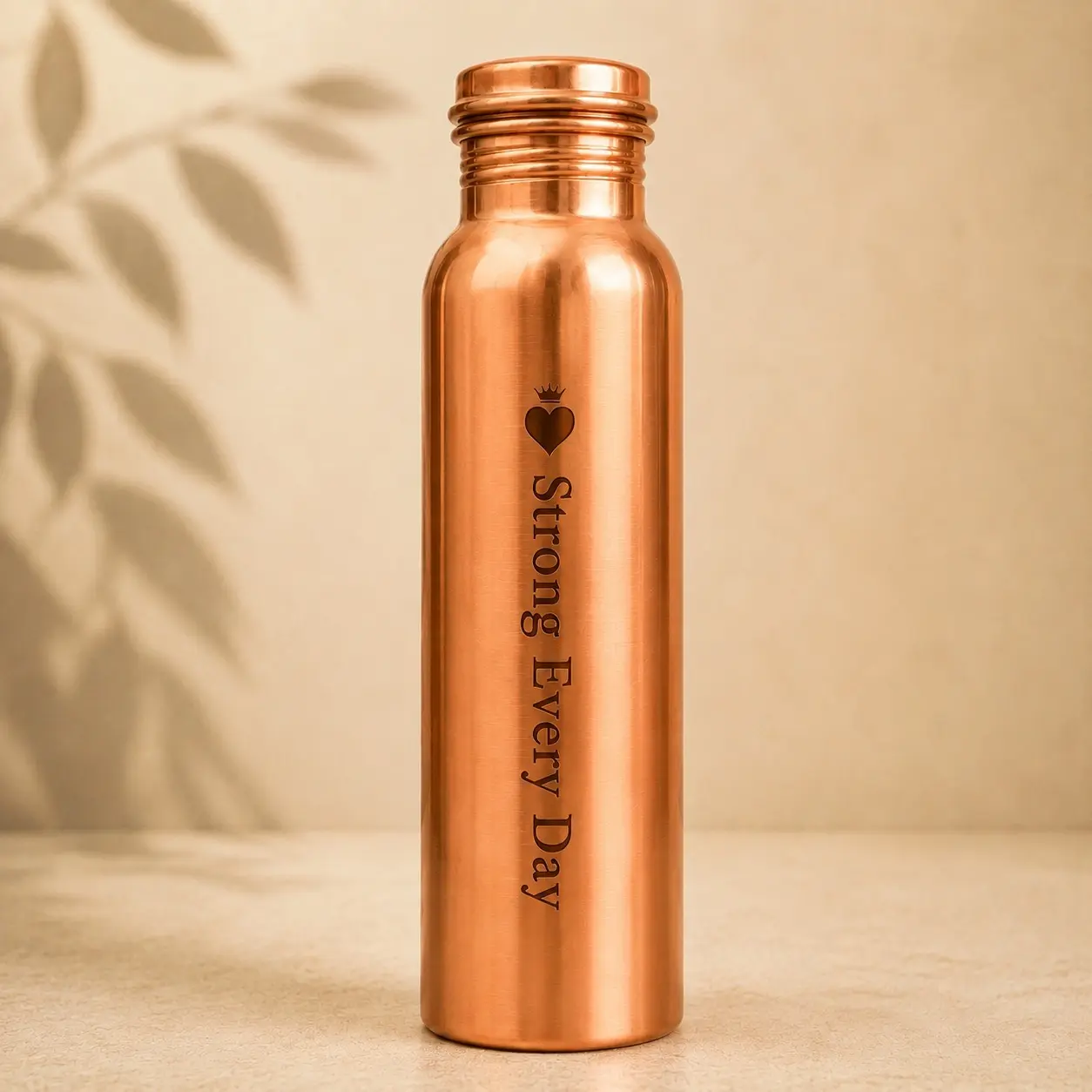 Personalized Pure Copper Water Bottle, Custom Engraved Name or Message, Reusable Plain Copper Bottle, Gift for Men & Women