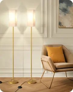 2Pack Floor Lamp, Pole with Foot Switch, Modern Standing Lamp Lampshade, Minimalist Freestanding Lamp (Bulb Not Included), for Living Room,Bedroom,Office,ETL Listed,Gold and Beige