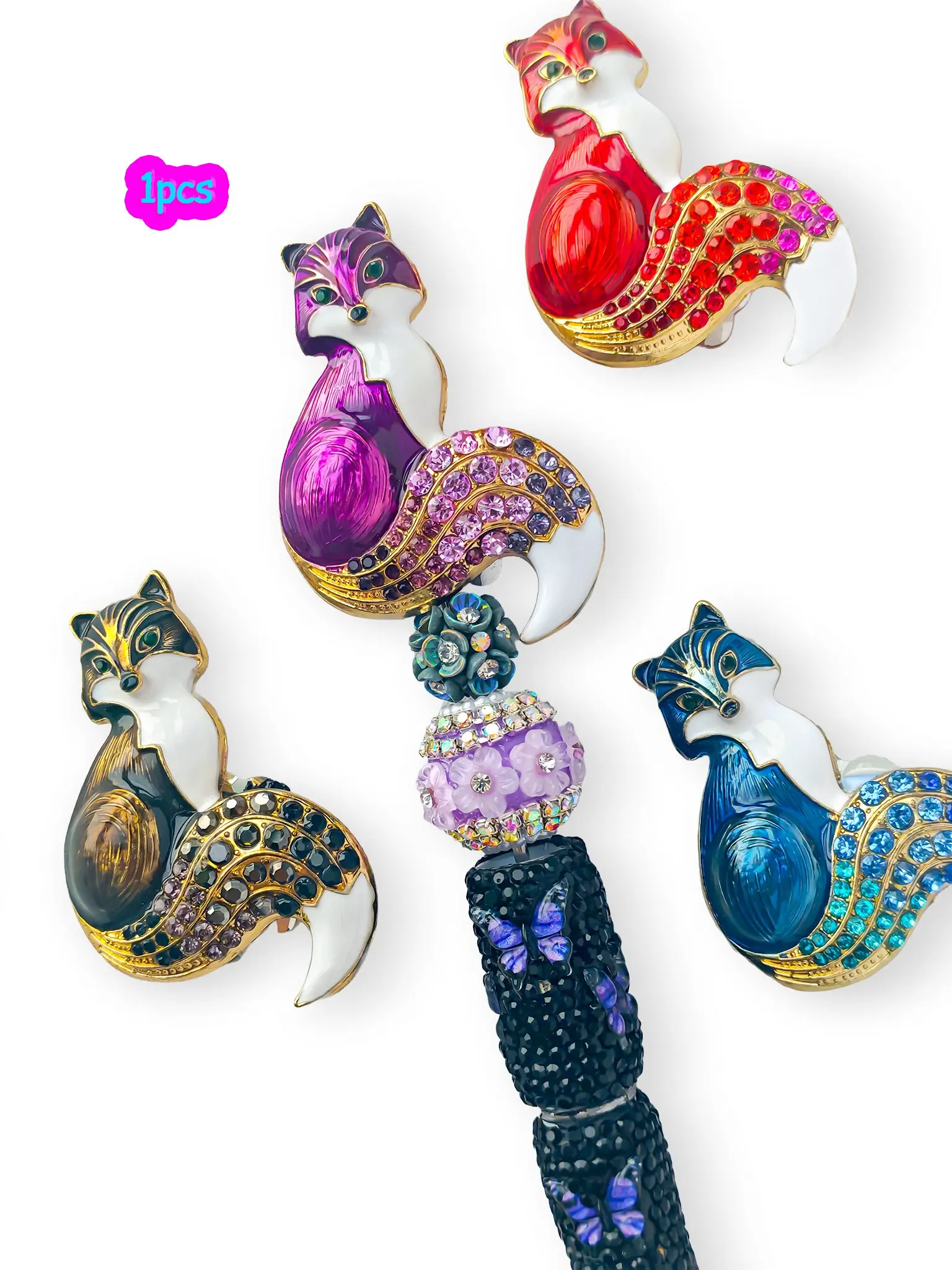 1pcs DIY Creative Fox Charm, Animal Charms, Diy Pendants, Diy Jewelry Making, Handmade Heart Gift, Animal Print, Suitable for Phone Chain, Keychain, Pen Holder, Car Hanging Decor, Fashion Jewelry Accessories
