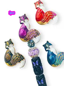 1pcs DIY Creative Fox Charm, Diy Pendants, Diy Jewelry Making, Handmade Heart Gift, Animal Print, Suitable for Phone Chain, Keychain, Pen Holder, Car Hanging Decor, Fashion Jewelry Accessories