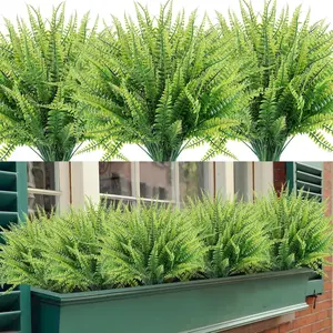 15 Pcs Realistic Artificial Boston Ferns, UV Resistant Fade Proof Greenery Plants, Lifelike Faux Fern Leaves, Ideal For Indoor Outdoor Home Balcony Hotel Office Decor, Fit Wedding Holiday Seasonal Ornament, Best Choice For Outdoor Decor Lovers, Fake Ferns