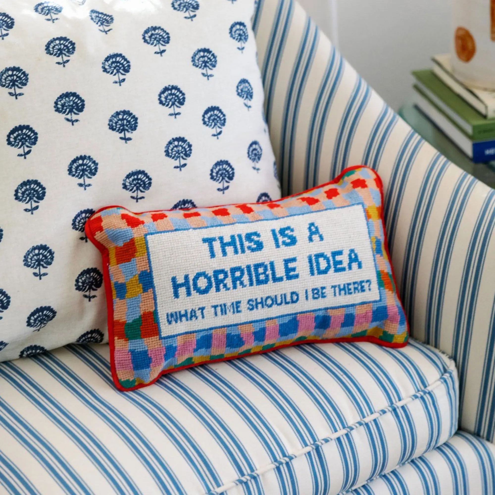 Furbish Studio Horrible Idea Needlepoint Pillow