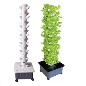 Vertical Hydroponic Grow Tower Aeroponic Tower for Herbs, Fruits and Vegetables 15 Layer 45 Plants Sites with Movable Water Tank Hydrating Pump, Timer, Adapter (45 Pots)