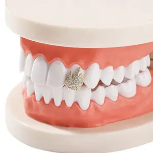 2pcs Gold Plated Brass Fire Shape Grillz - AAAAA Zircon Hiphop Teeth Jewelry (Rap Culture Accessory with Bulk Deals)