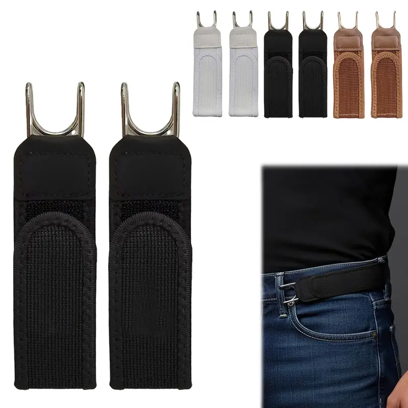 Men's Unisex 2-Pcs Buckleless Metal Hook Belts - Adjustable Fit Invisible Stretch Belts, No Velcro, Steady Hold, All-Day Ease, Clean Look, Business Use, Casual Jeans, Adjustable Fit, All-Day Ease