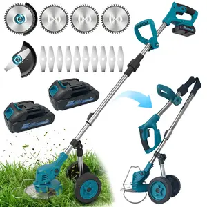 21V Cordless Grass Trimmer Battery Powered,18000RPSWeed Wacker,A lawn mower that women can operate alonewith 2 Batteries & Charger, Lightweight Brush Cutter/GrassTrimmer, 2 Types Blade, for Lawn Yard Garden