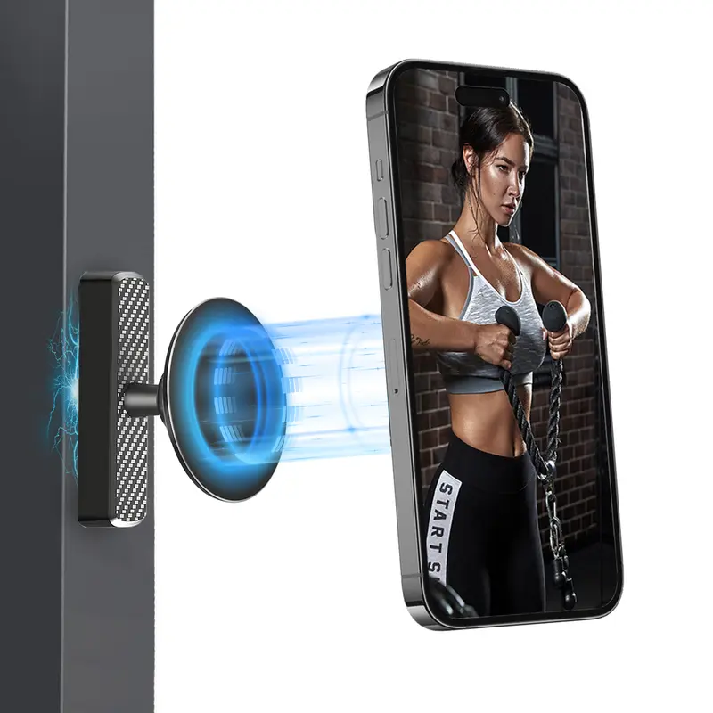 Dual Magnetic Phone Holder for Gym, 360 Adjustable Gym Phone Holder Magnet Compatible with MagSafe & iPhone 12-17 Series, Portable Phone Mount for Gym/Golf Cart/Car, Gym Accessories for Men Women