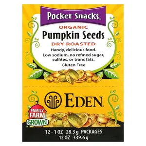 Eden Foods Pocket Snacks™, Organic Pumpkin Seeds, Dry Roasted, 12 Packages, 1 oz (28.3 g) Each