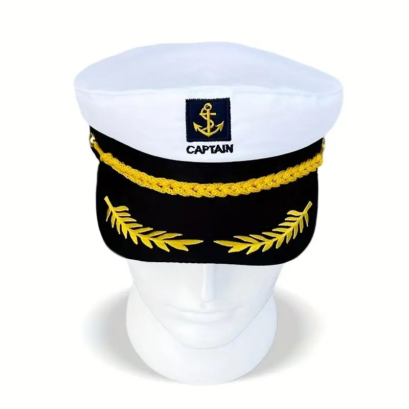 Navy Captain Hat - Flat Top Sun Hat for Outdoor Travel Leisure - Ideal Gift for Men and Women Casual Trendy Hat Premium Hat Adjustable Cap Bucket Hat Quality Caps Polyester Cap
