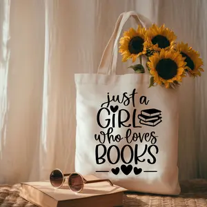Just A Girl Who Loves Books Tote Bag Cotton Canvas Library Bag