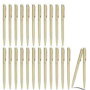 25Pcs Gold Pens Bulk Gold Metal Slim Ballpoint Pens Retractable Black Ink 1.0 mm Ballpoint for Wedding Business Office Writing Supplies - Home Improvement.