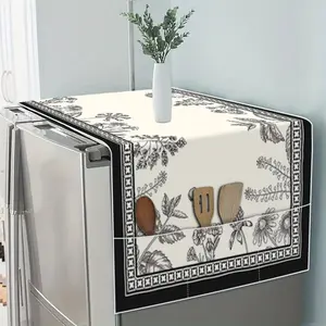 1pcs Floral Butterfly Digital Print Pattern All Seasons Universal Refrigerator Dustproof Cover, Cover with Storage is suitable for refrigerator, solve storage problems, suitable for washing machine, oven