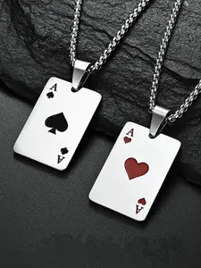 2PCS Men’s Playing Card Necklace Set  Fashion