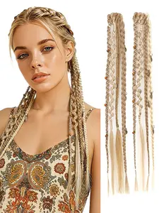 Boho Long Hair Braid, Handmade Braided Wig with Decorative Accessories, Clip-In Braids, Easy to Wear, Perfect for Daily Use and Festive Decoration, Boho Style